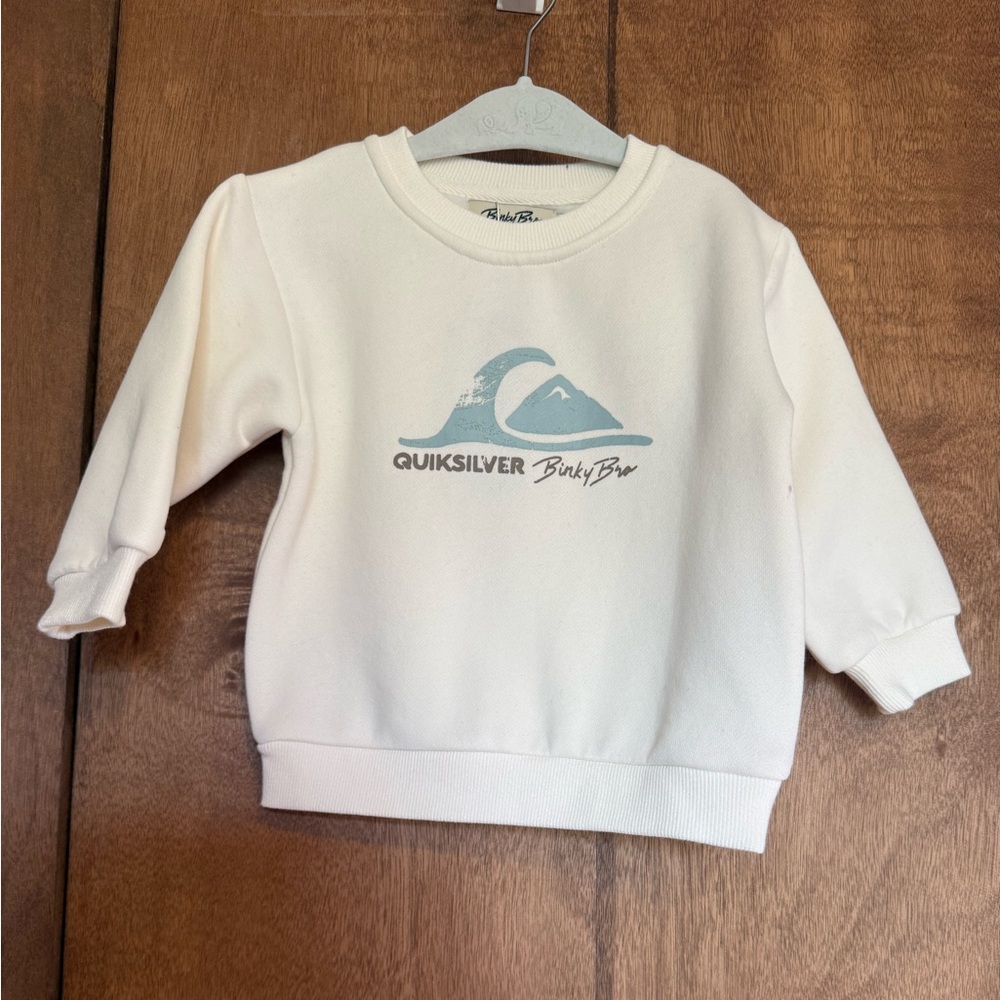 Binky Bro x Quiksilver Kids White and Blue Sweatshirt